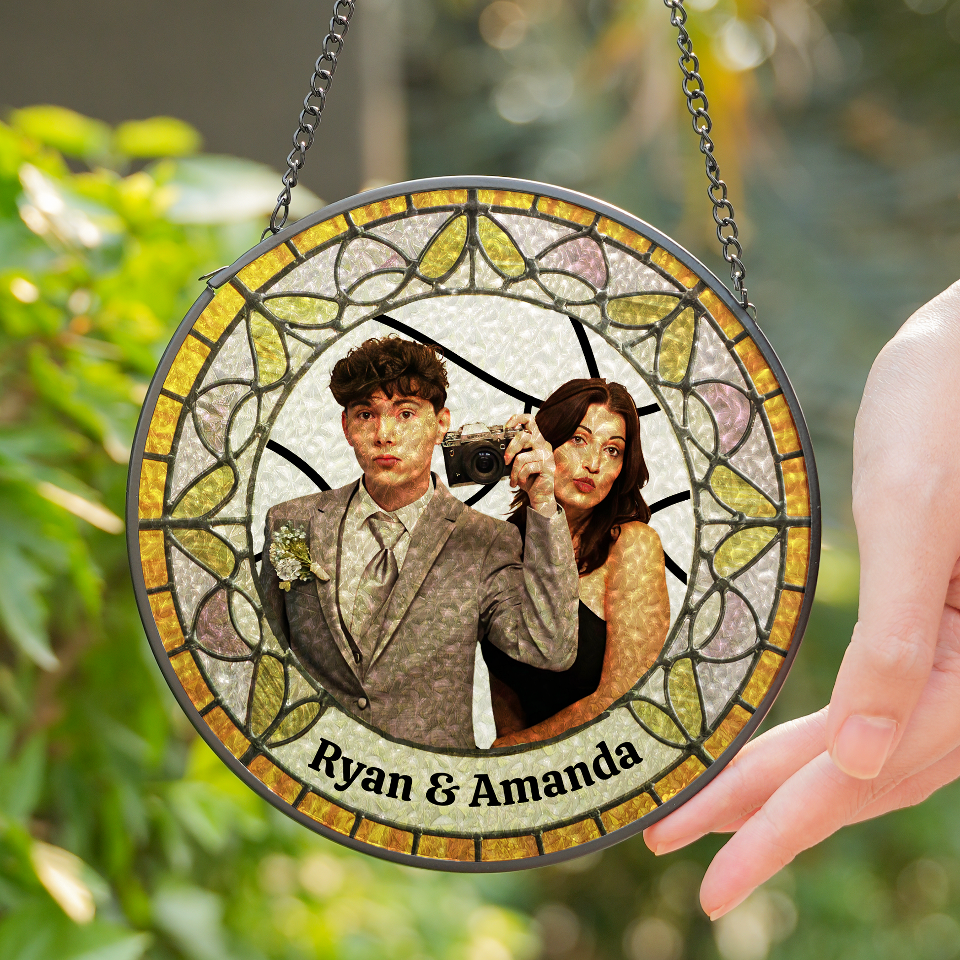 yellow, green and purple custom border option for suncatcher