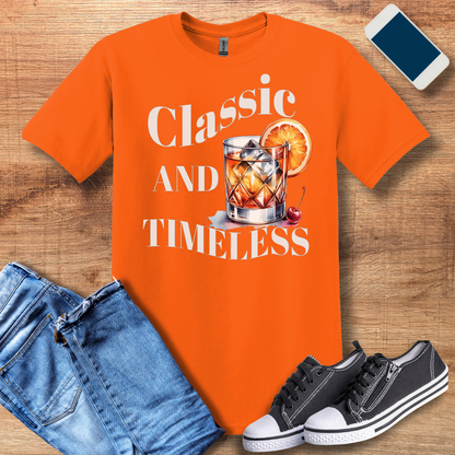 classic and timeless old fashioned on gildan 640 orange t-shirt