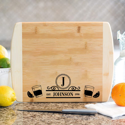 Personalized Monogram Wood Cutting Board - Custom Engraved