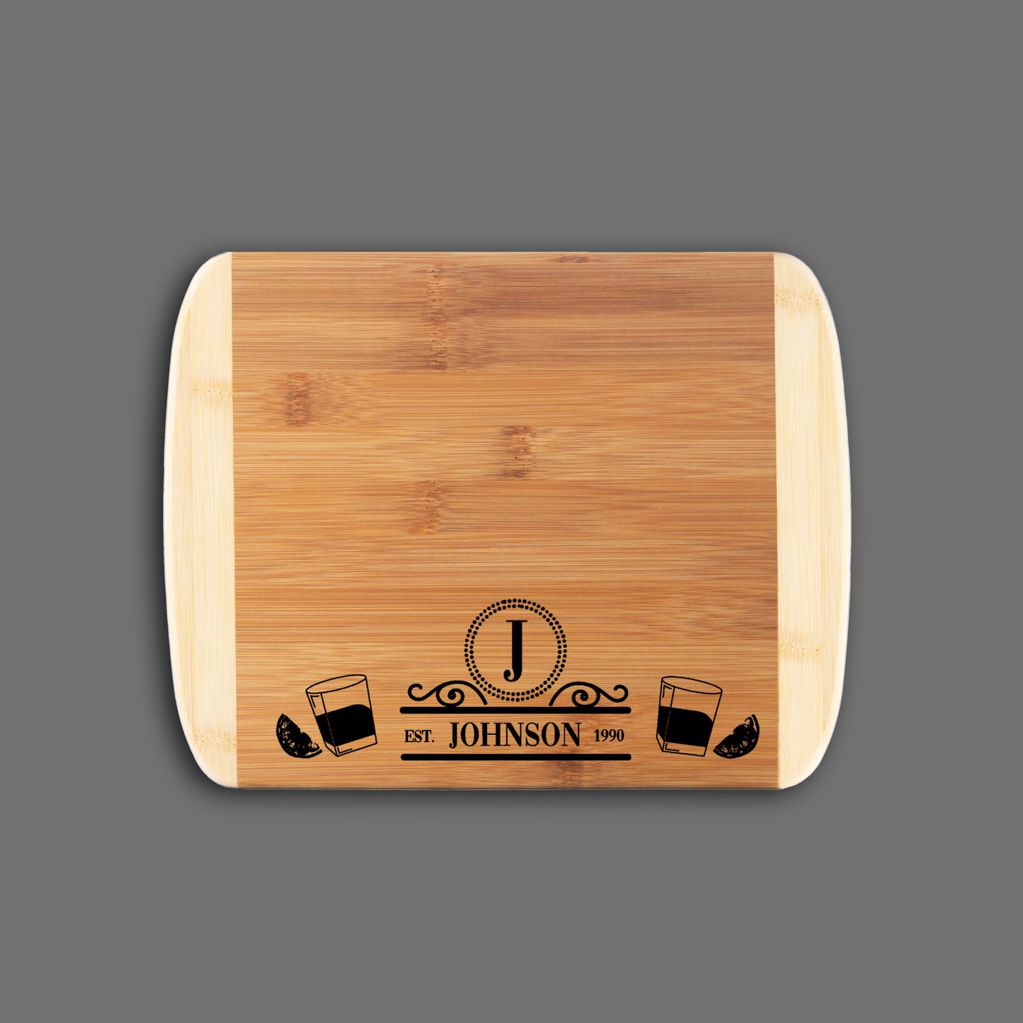 Personalized Monogram Wood Cutting Board - Custom Engraved