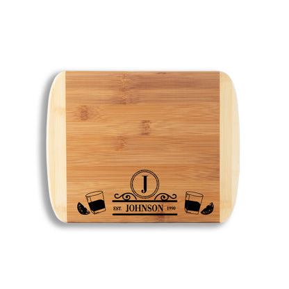 Personalized Monogram Wood Cutting Board - Custom Engraved