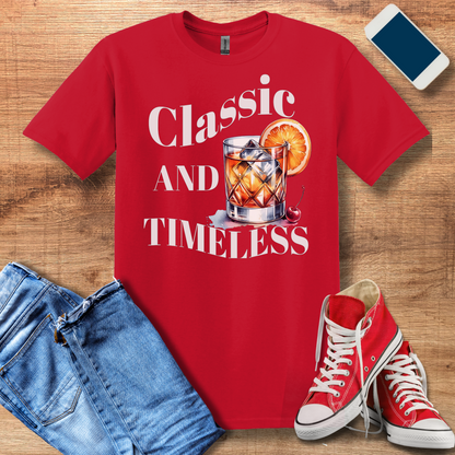 classic and timeless old fashioned on gildan 640 red t-shirt