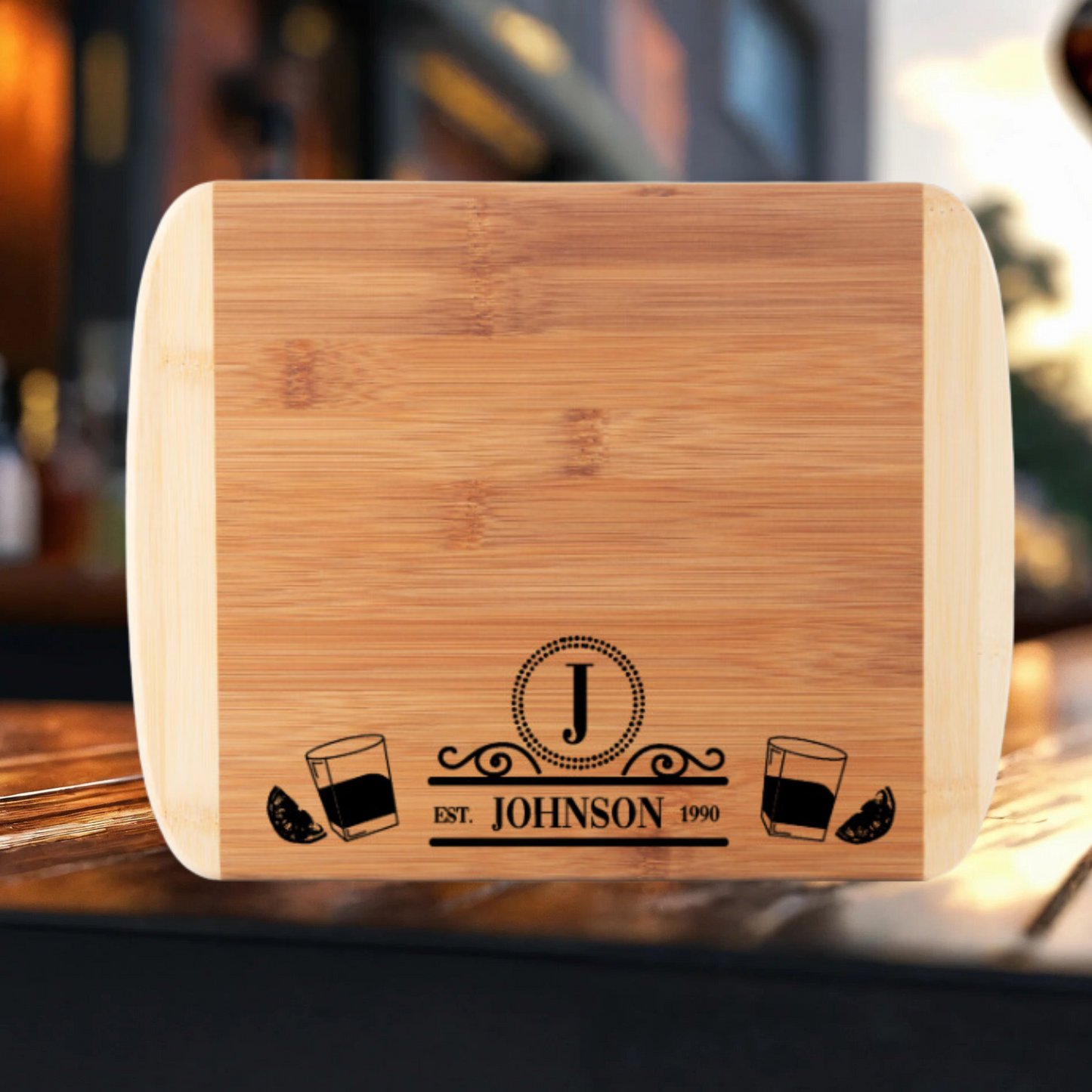 Personalized Monogram Wood Cutting Board - Custom Engraved