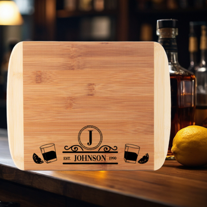 Personalized Monogram Wood Cutting Board - Custom Engraved