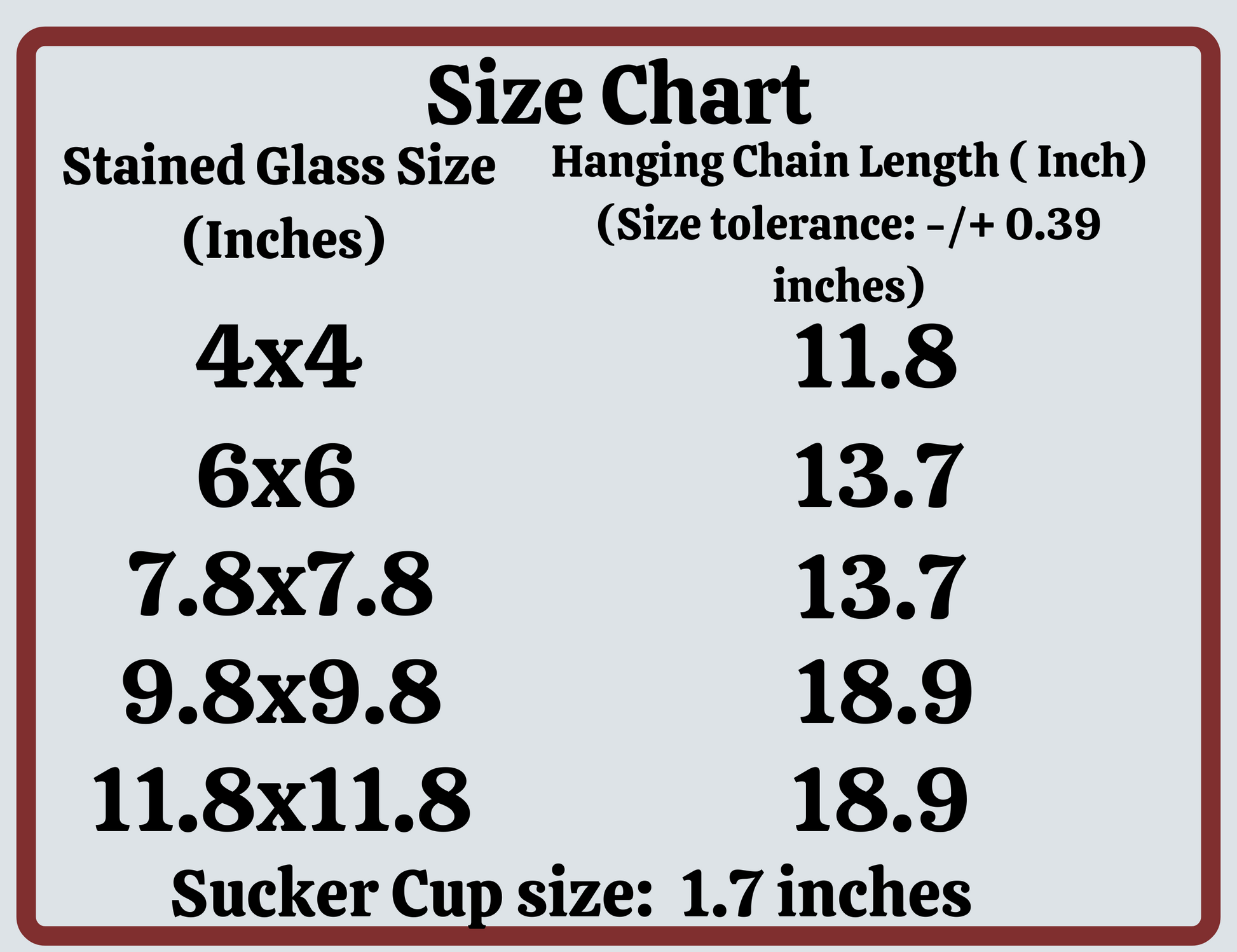 size chart double ring floral personalized suncatcher