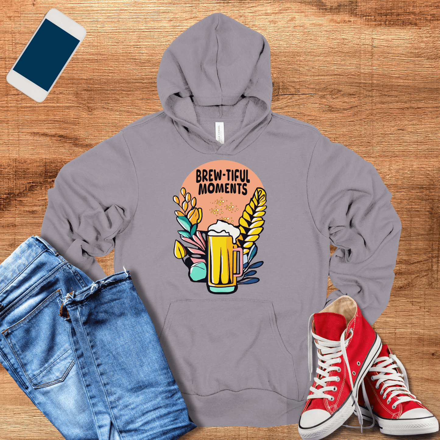 storm color hoodie with brew-tiful moments beer design