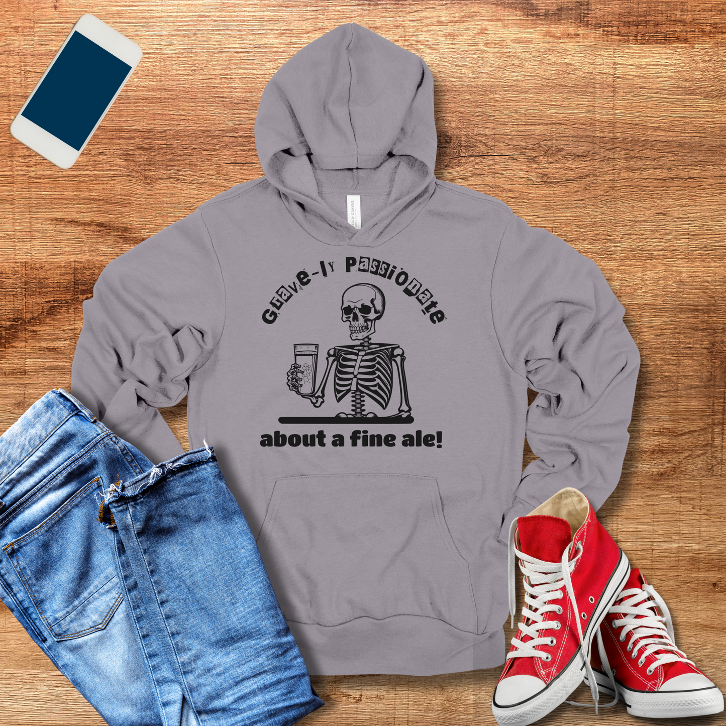 Gravely Passionate About a Fine Ale Hoodie - Funny Skeleton Design