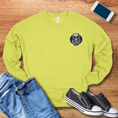 skeleton beer pocket design on strobe color sweatshirt