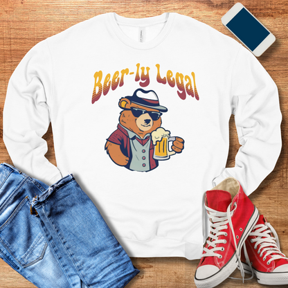 white beer crewneck sweatshirt