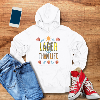 lager than life hoodie color white