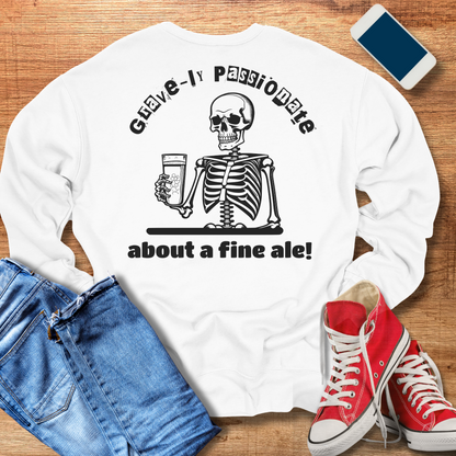 beer skeleton crewneck sweatshirt in the color in white